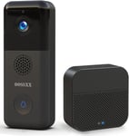 (Sonnette sans Fil) Caméra de Sonnette à Batterie HD 2K sans Fil, Smart Turklingelset Wi-FI Video Doorbell Home Kit, Visiophone, Audio Bidirectionnel, 166° Ultra Grand Angle, Capteur PIR