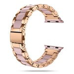 Tech-Protect Bracelet de montre moderne - Bracelet de rechange en métal - Compatible avec Apple Watch Series 2/3/4/5/6/SE 42/44 mm - Rose / doré