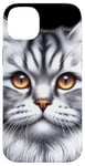 Coque pour iPhone 14 Plus Chat tigré argenté x Chat mignon x Chat gris