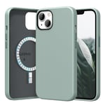 SURPHY Faux Leather Case Compatible with iPhone 13 Case 6.1 inch, Premium PU Leather Case Cover (with Metallic Buttons & Microfiber Lining) for iPhone 13, Mint Green