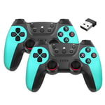 Manette de jeu sans fil 2.4 G 2 pcs Fonction Turbo Combo pour Téléphone Linux/Android, PC, Windows, Tablet Blue