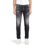 REPLAY Men's M914Q Anbass Aged Power Stretch Jeans, Dark Grey 097, 34W / 34L