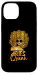 Coque pour iPhone 14 Afro Hair Art Aries Queen Février Anniversaire