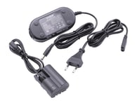 vhbw Bloc d'alimentation, chargeur adaptateur compatible avec Canon EOS 50D, 5D, D30, D60 appareil photo, caméra vidéo - Câble 2m, coupleur DC