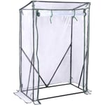 Woltu - Serre de Balcon/Jardin/Terrasse en pvc, Serre à tomate avec porte, Cadre en acier, Transparent, 100x50x150/136 cm