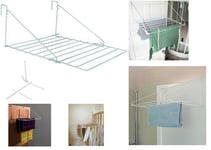 7m Folding Over The Door Clothes Airer Laundry Towel Rail Caravan Dryer Rack JVL