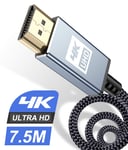 4K HDMI Cable 7.5m,Sweguard High Speed 18Gbps Braided HDMI 2.0 Cable 4K@60Hz 2K@144Hz Supports 3D UHD 2160p HD 1080p Ethernet HDCP 2.2 ARC Compatible Fire TV,Xbox,PS5/4/3,Blu-ray,Sky,Monitor,Laptop,PC