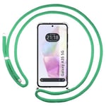 Tumundosmartphone Étui pendentif transparent pour Samsung Galaxy A35 5G avec cordon vert d'eau