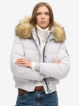 Superdry Everest Hooded Bomber Jacket - Grey, Grey, Size 16, Women