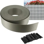 Brise vue semi rigide 25M - Hauteur 93mm - Pour clôture de jardin - Installation facile - Clips de fixation fournis - Gris