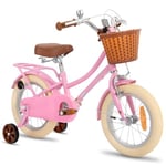 STITCH Manchi Vélo pour Enfants 14 Pouces pour Filles de 3 à 4 Ans, Roues de 14 Pouces pour Filles avec Panier et stabilisateurs, Rose…