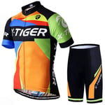 YYDM Hommes Maillot Cyclisme Respirant Manches Courtes - Rembourrage 3D Cuissard À Bretelle/VTT Vélo Séchage Rapide Antichoc,Short Set,4XL