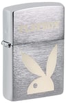 ZIPPO – Playboy Design – Laser Engrave – Brushed Chrome – Essence Briquet Coupe-Vent, Rechargeable, dans Une boîte Cadeau de Haute qualité