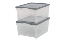 CleanPEAK Set of 2 Medium 5 Litre Plastic Stackable Storage Boxes With Lids