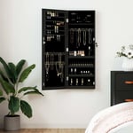 Armoire � bijoux avec miroir murale noir 37,5x10x106 cm