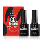 BLUESKY Gel Nail Polishes, No Wipe Top Coat and Base Coat, Soak Off LED UV Gel Nail Polish Set, Long Lasting, Shiny, High Gloss Finish, Clear, 2 x 5ml Bottles