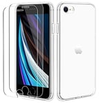 ICOVERI Pack Coque en Gel Transparent Antichoc Compatible avec iPhone 7/8/SE 2020 TPU Souple + 2 Verres trempés, Protection 9H