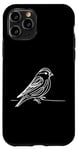 Coque pour iPhone 11 Pro Line Art Oiseau et Ornithologue Pin Siskin