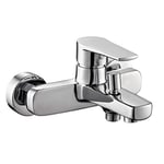 Kibath 457451 Mitigeur de baignoire FU. Fabriqué en laiton avec finition chrome brillant. Avec flexible de douche et support.