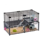 FERPLAST - Cage Hamster - Cage Souris - Cage Hamster Grande - Grillage Métallique - avec Accessoires - Modulaire - Multipla Hamster, 72,5 x 37,5 xh 42 CM