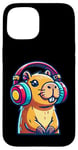 iPhone 15 Capybara Wearing Headphones Music Case