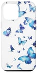 iPhone 12 Pro Max Blue Butterflies White Background Case