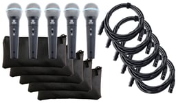 5x Set De Microphone DJ PA Professionnel Live Chant Cable Connecteur XLR Poches