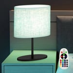 Etc-shop - Lampes à poser salon lampe de chevet liseuse lampe de table ovale noir, lin, télécommande dimmable, 1x led rgb 3,5W 320Lm blanc chaud,