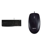 Logitech K120 Clavier Filaire, Clavier QWERTY Espagnol - Noir M90 Souris Filaire USB, Suivi Optique 1000 PPP, Ambidextre, Compatible avec PC/Mac/Portable - Noire