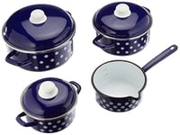 GSW 189606 Pois Batterie de cuisine 7 pièces en acier émaillé et plastique Bleu/blanc