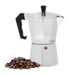 Royalford Moka Express Stovetop Coffee Maker | Aluminium Italian Coffee Maker Pot | Cafeteria Percolator for Ground Coffee Latte Mocha Cappuccino Macchiato | Gasket & Filter Included, 150ML, 3 Cups