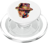 women face art with colorful dots and hat graphic design PopSockets PopGrip for MagSafe