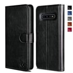 OCASE Samsung Galaxy S10 Case, Premium PU Leather Flip Wallet Case with [Card Slots] [Kickstand] [Magnetic Closure] For Samsung Galaxy S10 Devices - Black