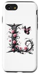 Coque pour iPhone SE (2020) / 7 / 8 Letter L Initial Floral Monogram Rose Pink Flower Butterfly