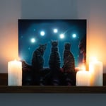 Wish Upon A Star Light Up Canvas Lisa Parker LED Black Cat Moon Wall Art