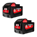 Milwaukee 18V batteri, hög kapacitet 90/60Ah, kompatibel med M18-verktyg., 2 PACK 90Ah 2 PACK 9.0Ah 2 PACK 9.0Ah