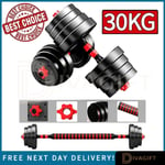 30KG DUMBBELL ADJUSTABLE BARBELL SET HOME GYM WEIGHTS WORKOUT DUMBELLS DUMBBELLS