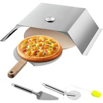 Vevor - Four a Pizza de Jardin 3 Pieces Fours a Pizza Exterieur Acier Inoxydable Four a Pizza au Gaz 48 x 35 x 17 cm Durable Pierre a Pizza en