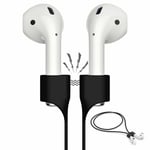 2x Svart Magnetisk silikonsnöre Apple AirPods Rem Straps Svart one size