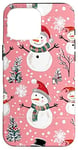 Coque pour iPhone 16 Pro Max Motif bonhomme de neige rose festif