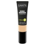 SANTE Naturkosmetik High Coverage Natural Foundation 01 Cool Ivory Fond de teint végétalien avec peptides bio, avec un fort pouvoir couvrant et une finition naturelle, formule nourrissante et durable,