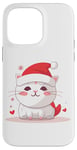 iPhone 14 Pro Max White Christmas Cat | Cute Cartoon Holiday Kitten Kitty Case