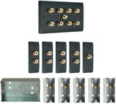 Matt Black 4.1 Surround Sound Audio AV Speaker Wall Face Plate Kit - NON SOLDER