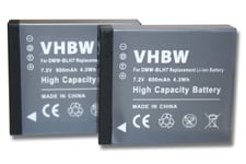 vhbw 2 x batterie Set 600mAh (7.2V) avec Infochip pour caméra Panasonic Lumix DMC-LX15 comme DMW-BLH7, DMW-BLH7E, DMW-BLH7PP.