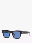 Yves Saint Laurent SL 469 Unisex Rectangular Sunglasses, Shiny Black/Blue