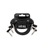 Ernie Ball Flex Patch Cable 30 cm - Negro - Paquete de 3