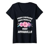 Womens Annabelle Personalized Very Demure Very Mindful Annabelle Na V-Neck T-Shirt