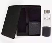 HUGO BOSS MEN'S GIFT SET GLASS WATER BOTTLE AND 2 PACK SOCKS