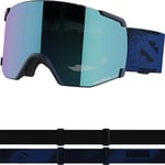 SALOMON S/View Masque de Ski Unisexe, Champ de Vision Élargi, Idéal pour le Ski et le Snowboard, Bleu, Taille Unique