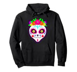 mexican halloween cat sugar skull purple skeleton gothic Pullover Hoodie